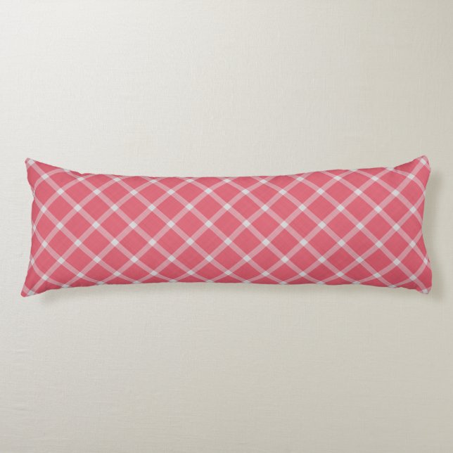 Coussins Longs Carreaux Gingham Rose Cranberry Foncé (Devant)