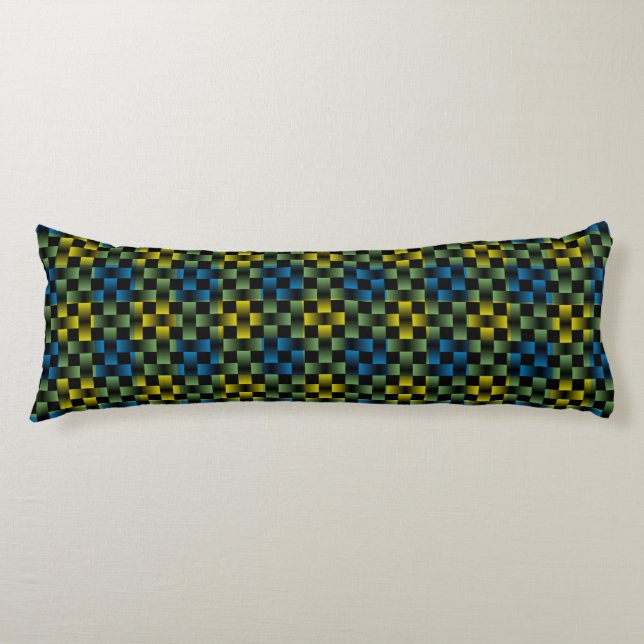 Coussins Longs Carreaux Vichy Bleu Jaune Vert (Devant)