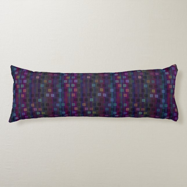 Coussins Longs Carrés bleus, verts, violets, roses avec des rayur (Devant)