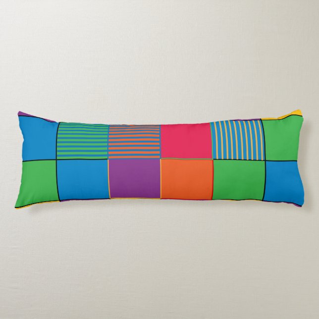 Coussins Longs Carrés et bandes de couleurs vives (Devant)