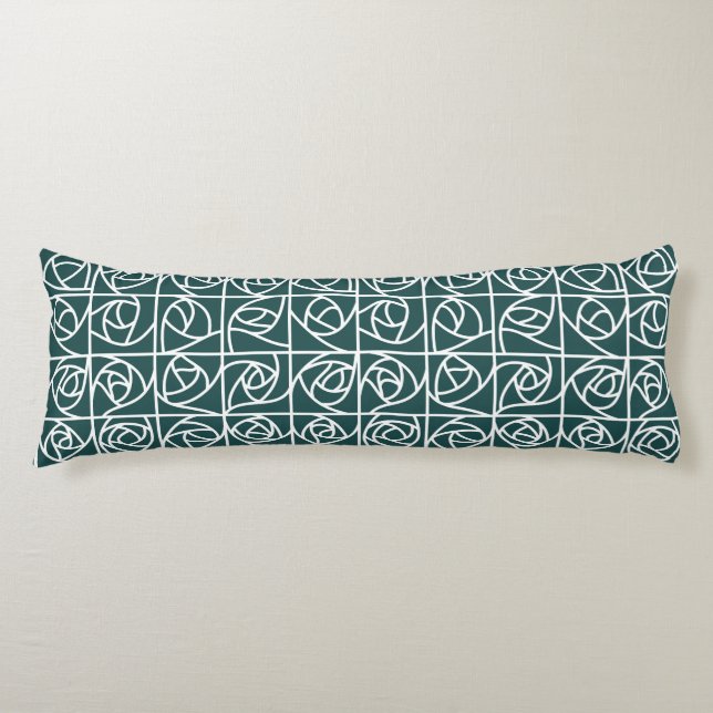 Coussins Longs Carrés Roses Art déco Stylisé vert floral (Devant)