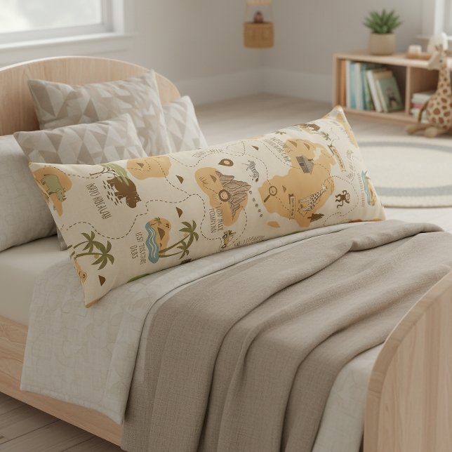 Coussins Longs Carte de safari personnalisée pour enfants ID1269 (Créateur téléchargé)