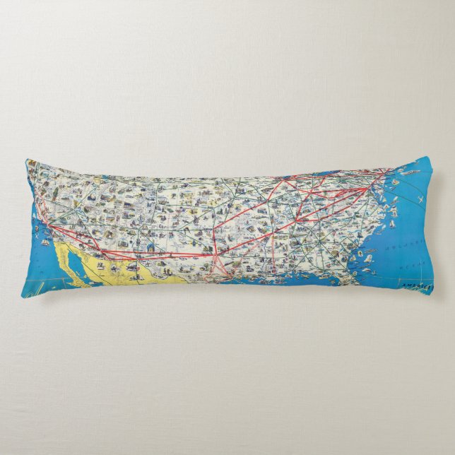 Coussins Longs Carte de système d'American Airlines (Devant)