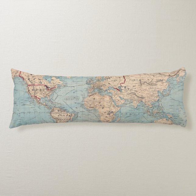 Coussins Longs Carte du monde sur la projection de Mercator (Devant)
