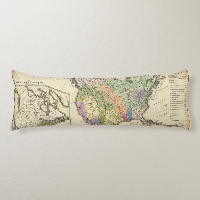 Coussins Longs Carte ethnographique de l'Amérique du Nord (Devant)