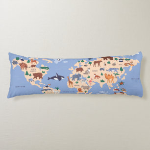 Coussins Longs Carte Kids World mignonne Whimsical Modern