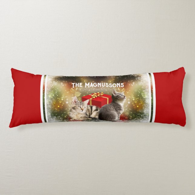 Coussins Longs Catlover thème de Noël nom personnalisé recto vers (Devant)