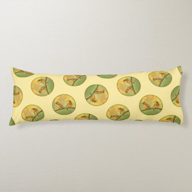 Coussins Longs Cèdre cirage Paire Peinture originale Oiseau sauva (Devant)