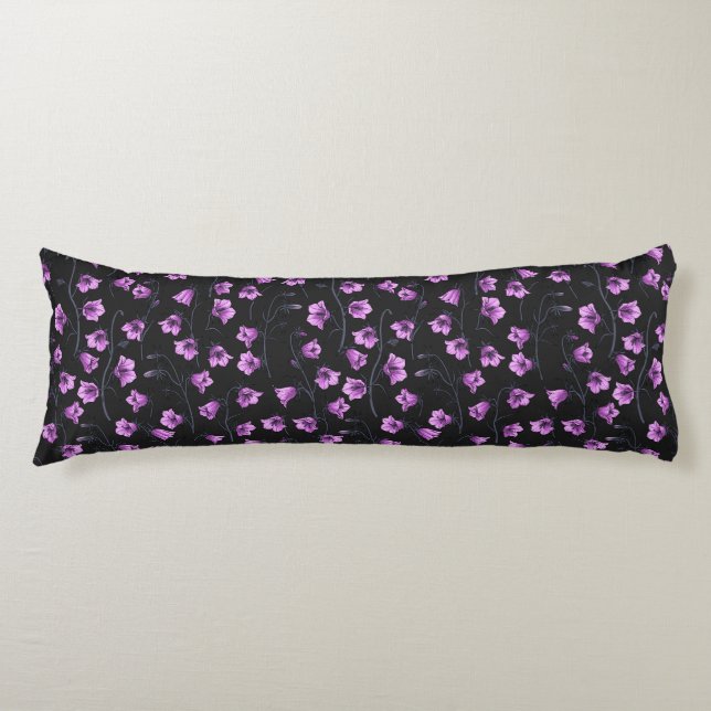 Coussins Longs Cellules bleues de minuit, cloches, Bellflowers 2 (Devant)