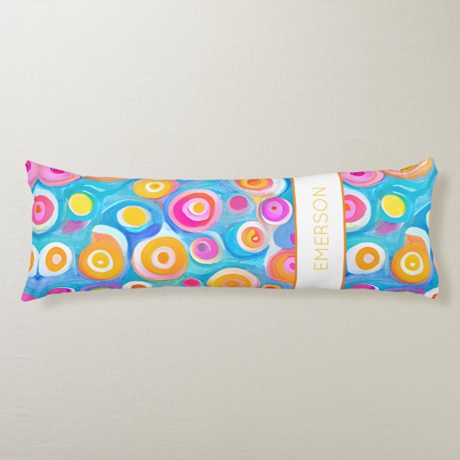 Coussins Longs Cercles Artistiques Art Kids NOM Bed Décor Amusant (Devant)