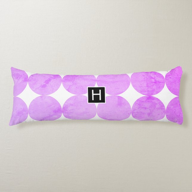 Coussins Longs Cercles violets modernes | Monogramme (Devant)