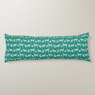 Coussins Longs Cerf Silhouette Rustique Sur Oreiller Corps Turquo