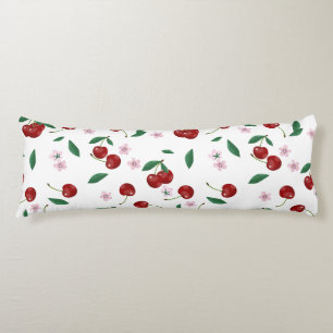 Coussins Longs Cerises rouges botaniques Verdure & Fleurs de ceri