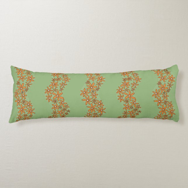 Coussins Longs Chaîne de marguerite Fleur laide rayures orange su (Devant)