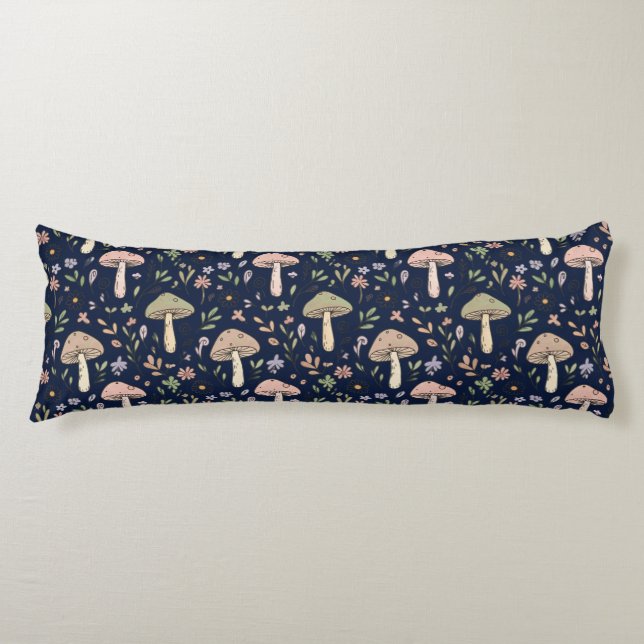 Coussins Longs Champignons Navy Profond Sans Couture Académie Som (Devant)