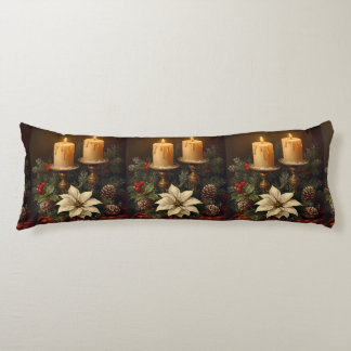 Coussins Longs Chandelle élégante houx pin chaud Noël festif