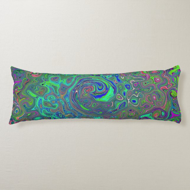 Coussins Longs Chartreuse et bleu rétro liquide tourbillonnant ps (Devant)