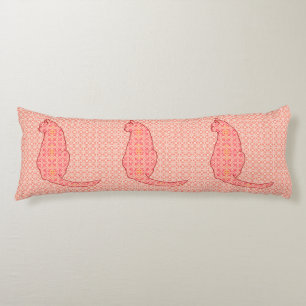 Coussins Longs Chat japonais - Coral Orange Batik