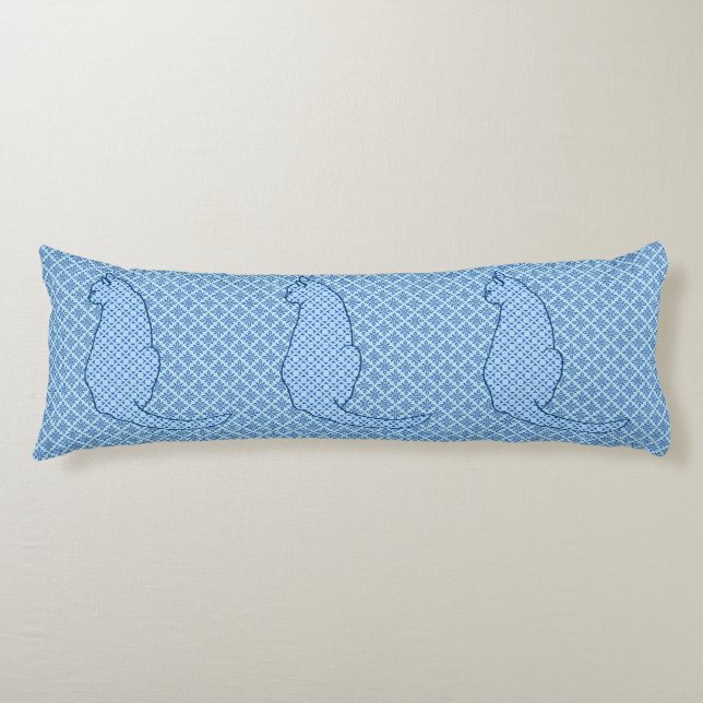 Coussins Longs Chat japonais - Kimono bleu (Devant)