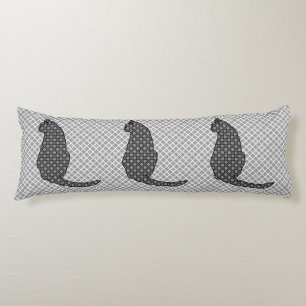 Coussins Longs Chat japonais - Kimono noir et blanc