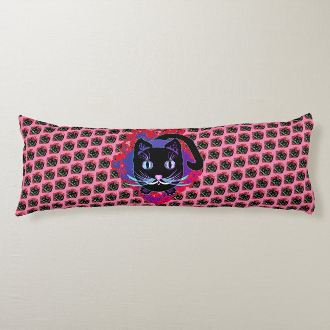 Coussins Longs Chat noir (Devant)
