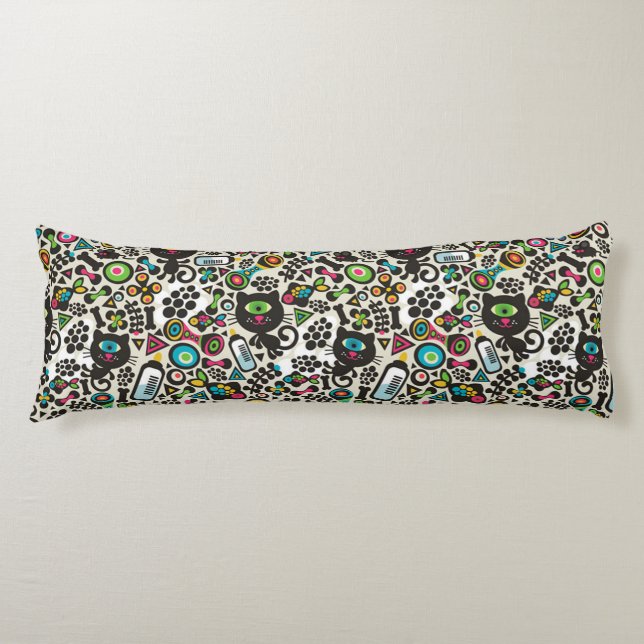 Coussins Longs Chat noir à un oeil (Devant)