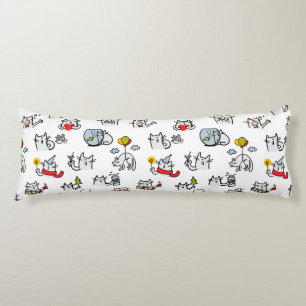 Coussins Longs Chats amusants, lait et magie.