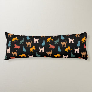 Coussins Longs Chats sur le noir