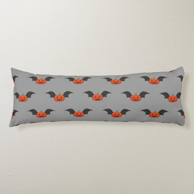 Coussins Longs Chauve-souris de citrouille d'Halloween (Devant)