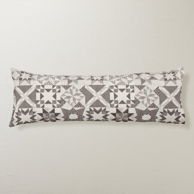 Coussins Longs Cheater Traditionnel Patchwork Stars Quilt Black (Devant)