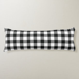 Coussins Longs Chèques Rustiques Noir Blanc Buffalo Plaid