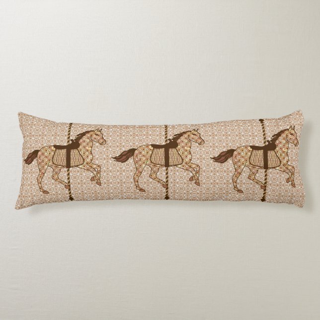 Coussins Longs Cheval de carrousel - Chocolat Brown et Tan (Devant)