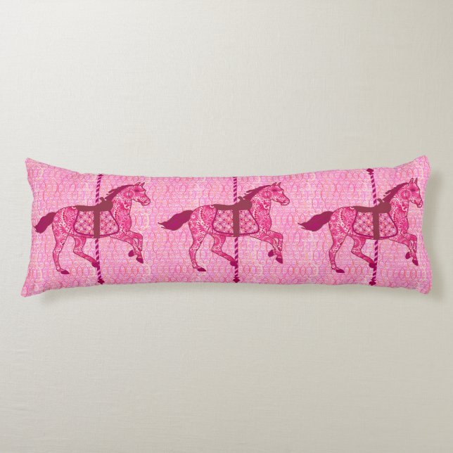 Coussins Longs Cheval de carrousel - Fuchsia rose (Devant)