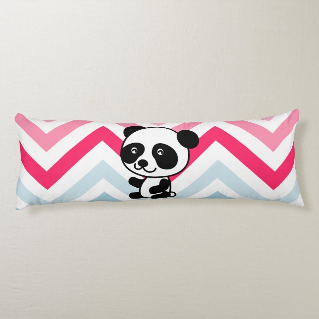 Coussins Longs Chevron rose et bleu Panda Ours Ours Oreille Oreil (Dos)
