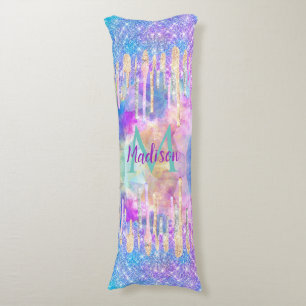Coussins Longs Chic bleu aqua licorne goutte parties scintillant