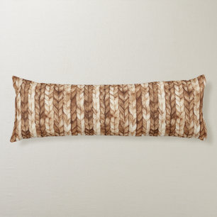 Coussins Longs Chic Crème Brown Faux Tissus