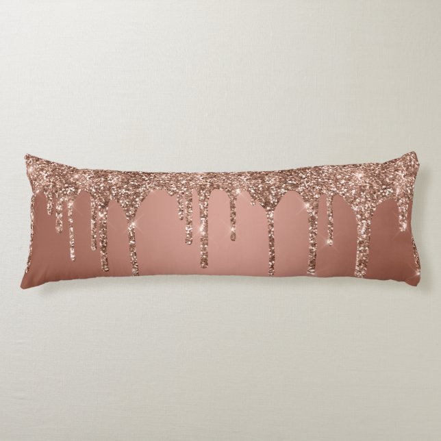 Coussins Longs Chic Rose Gold Parties scintillant Épercées (Devant)