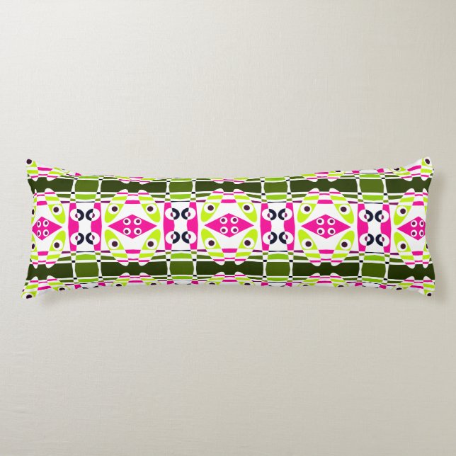 Coussins Longs Chintz bohème 38 Lime vert Fuchsia rose (Devant)