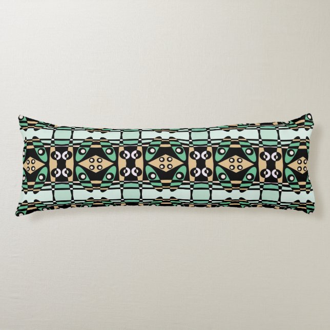 Coussins Longs Chintz bohème 50 Pastel Green Peach Black (Devant)