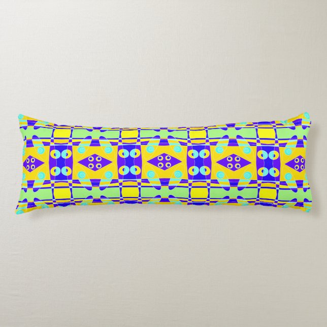 Coussins Longs Chintz bohème 95 Bleu Jaune Vert Violet (Devant)