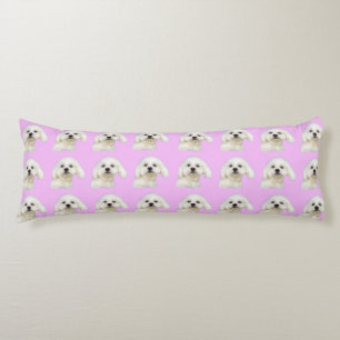 Coussins Longs Chiot maltais rose