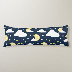 Coussins Longs Ciel nocturne avec étoiles, lune et nuages