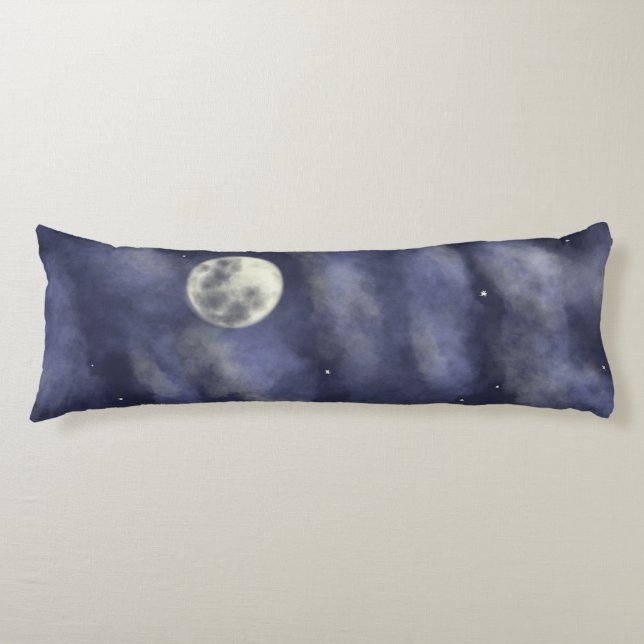Coussins Longs Ciel nocturne pleine lune (Devant)