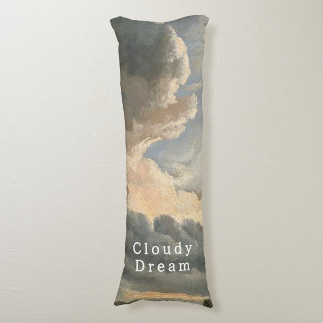 Coussins Longs Ciel nuageux, écriture blanche, sommeil profond  (Devant (Vertical))