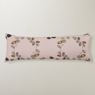 Coussins Longs Citrouille blanc avec feuilles d'automne