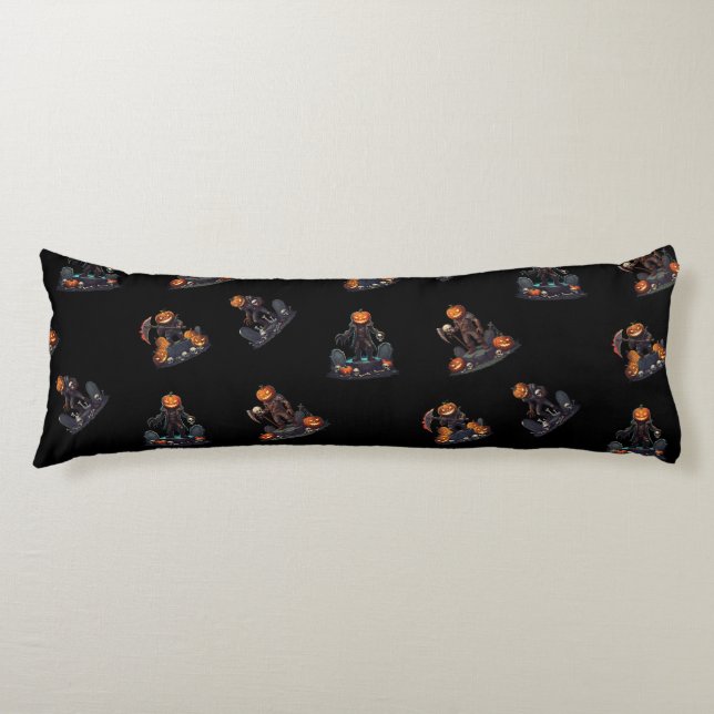Coussins Longs 🖤 Citrouille noir King Jouer l'oreiller 🎃 (Devant)