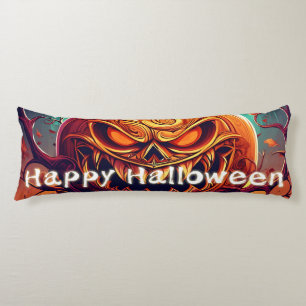 Coussins Longs Citrouille sinistre Chauves-souris Halloween Art