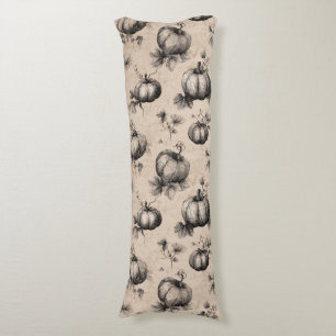 Coussins Longs Citrouille vintage et Motif de gravure de vigne