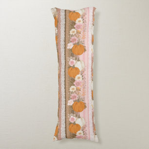 Coussins Longs Citrouilles d'automne & dentelle fleurie Motif san