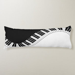 Coussins Longs Clavier de piano design de musique noir et blanc
